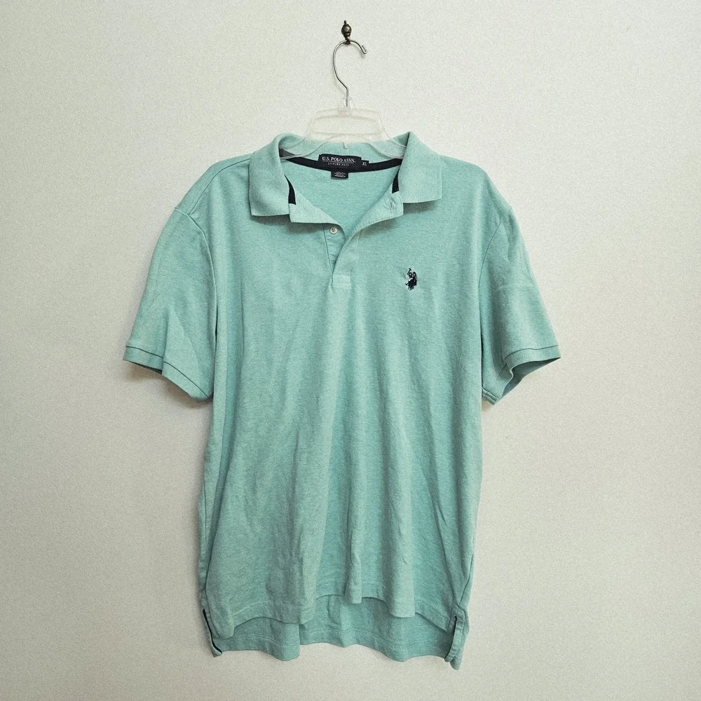 US Polo Assn Short Sleeve Polo Shirt Men's XL Luxury Feel Aqua Blue